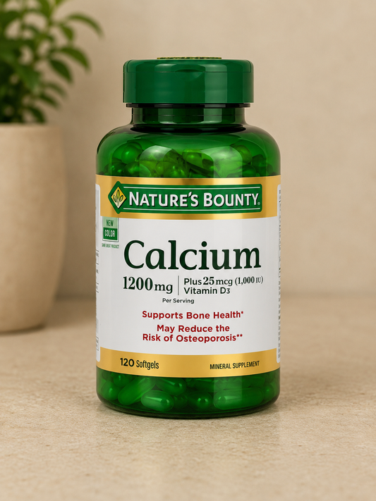 Calcium 1200mg + Vitamin D3 1000 IU (25mcg) – 120 Softgels Bone Health Supplement
