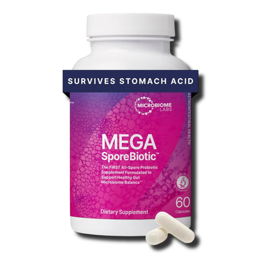 Microbiome Labs MegaSporeBiotic Probiotic – Spore-Based Gut Health & Digestive Support Supplement – Shelf-Stable, Travel-Friendly – 60 Capsules