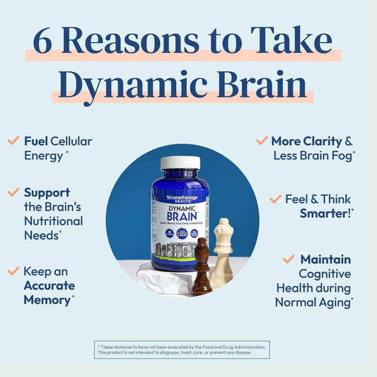 Stonehenge Health Dynamic Brain - Suplemento dietético para la memoria, concentración y claridad, formulado con 41 ingredientes nootrópicos únicos incluyendo fosfatidilserina, Bacopa Monnieri y huperzina A (paquete de 1 unidad)