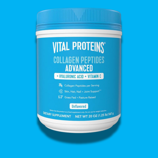 Vital Proteins Collagen Peptides Powder Advanced with Hyaluronic Acid & Vitamin C, 20oz Collagen Protein, Unflavored, 27 Servings