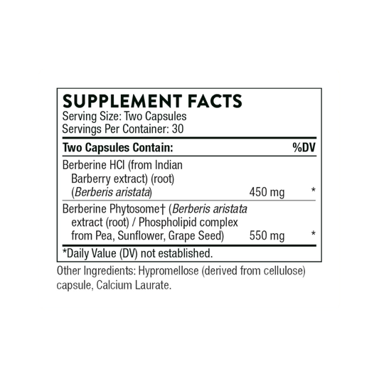 THORNE Berberine - Dual Action Formula with Phytosome Plus Botanical Extract - Support Heart Health, Immune System, Healthy GI, Cholesterol - Gluten-Free, Dairy-Free - 60 Capsules - 30 Servings