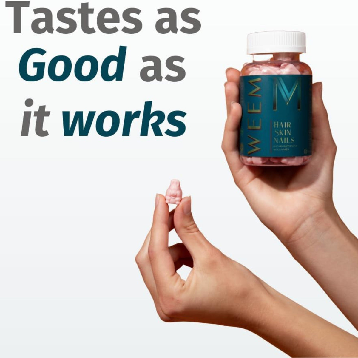WEEM Hair Skin & Nails Gummies, Vegan, Raspberry