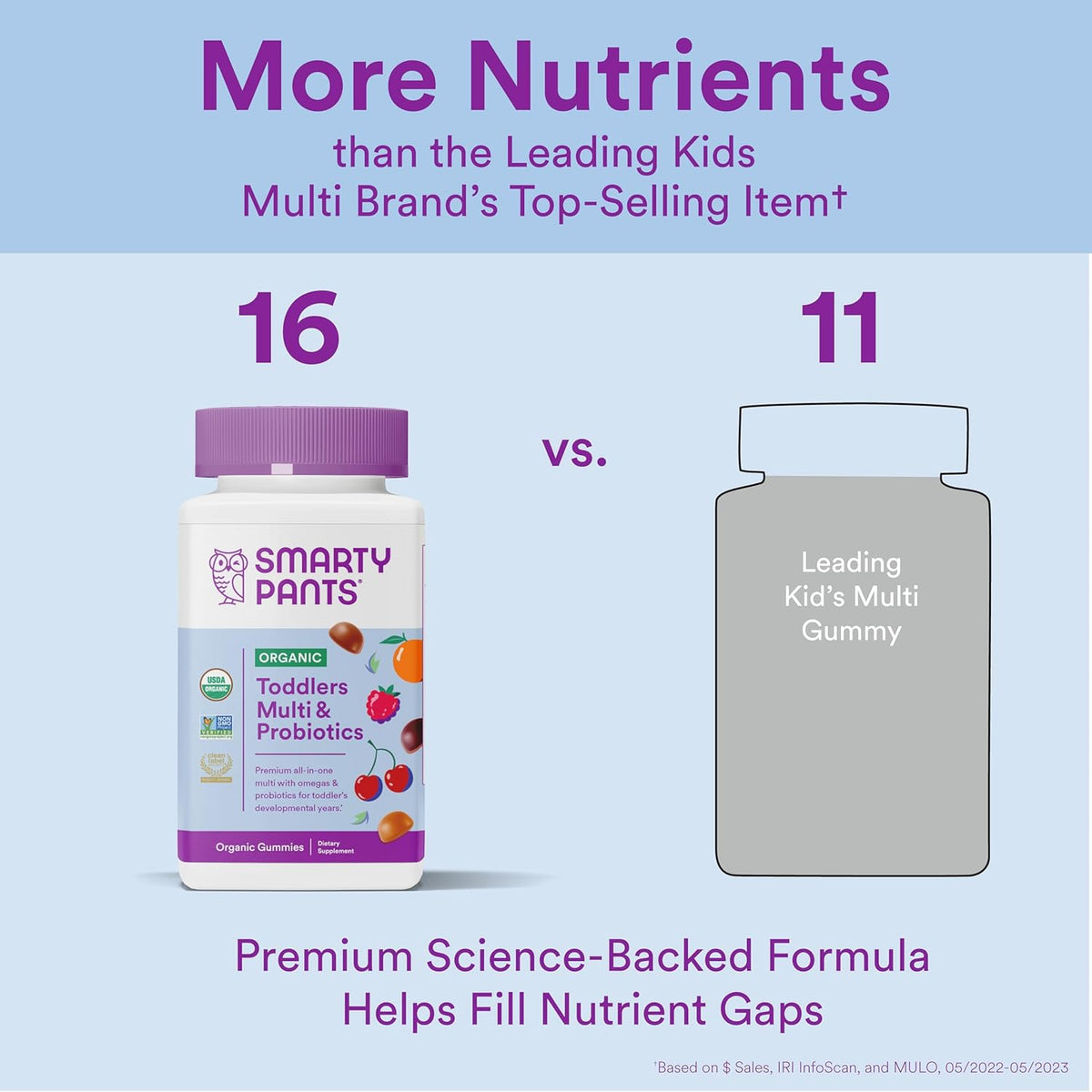 SmartyPants Organic Toddler Multivitamin Gummies, Probiotics, 60 Ct