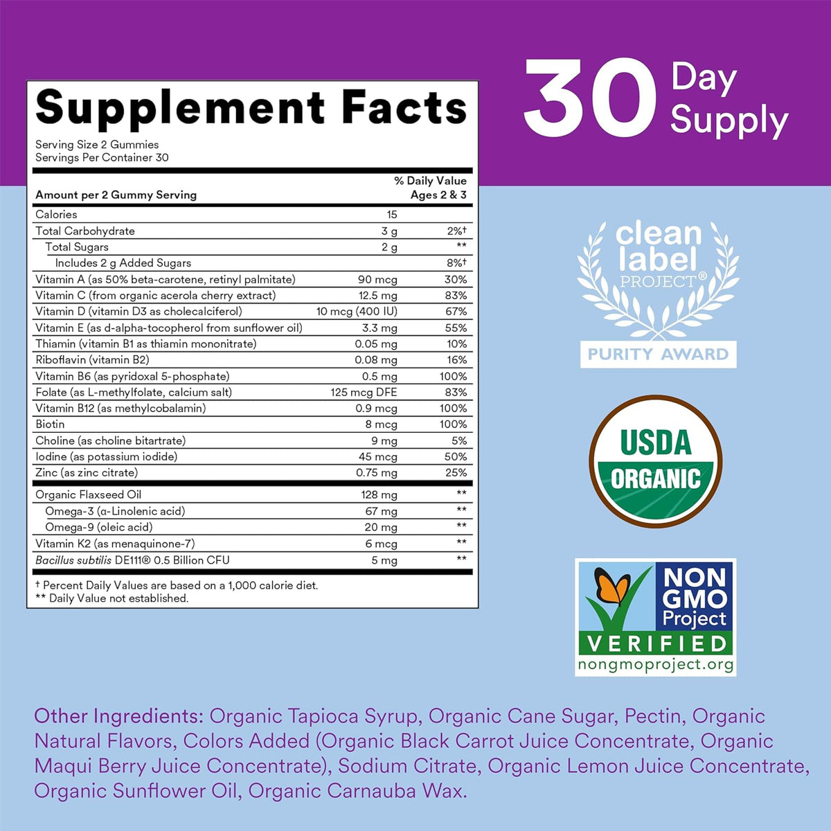 SmartyPants Organic Toddler Multivitamin Gummies, Probiotics, 60 Ct