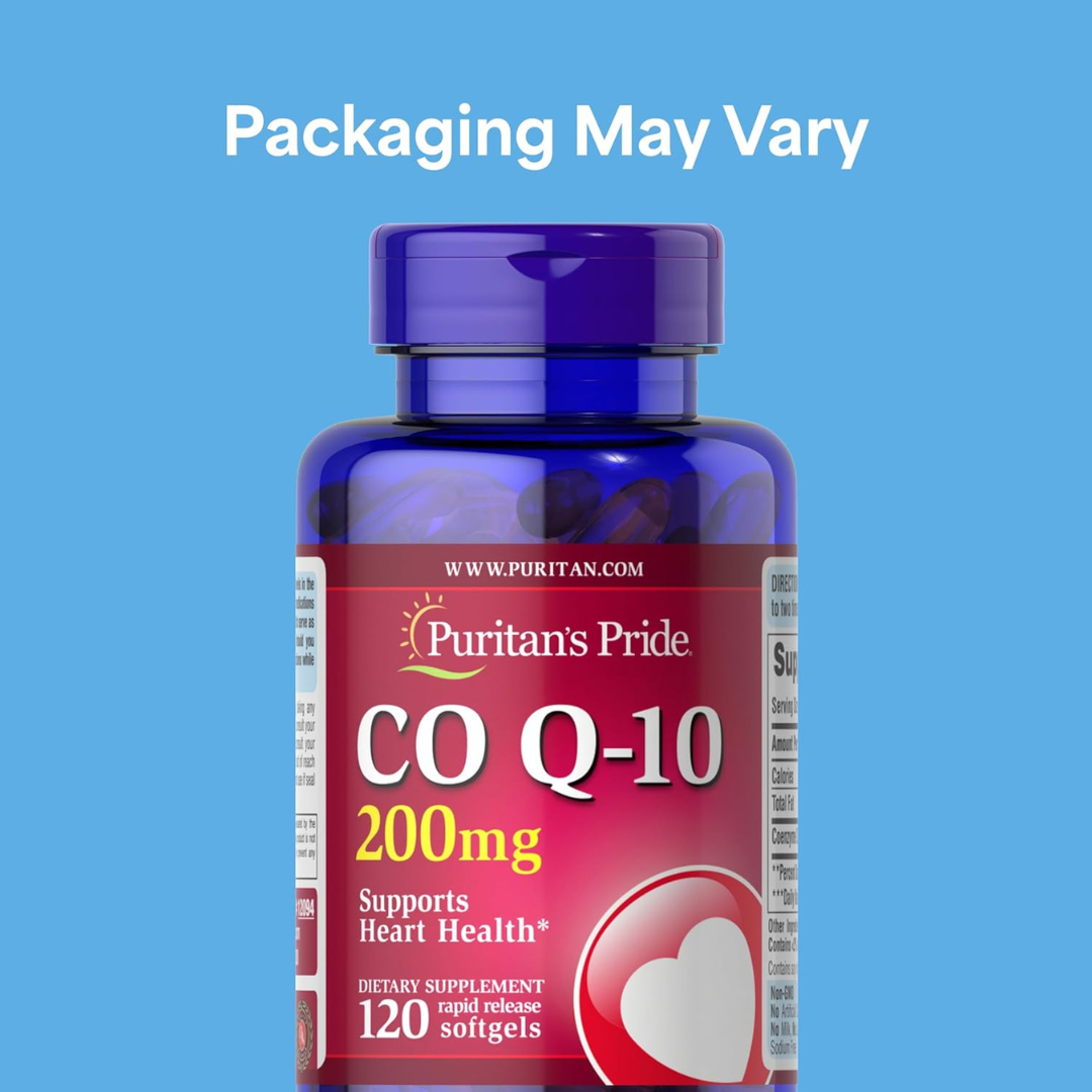 Puritan's Pride Coenzyme CoQ10 200mg Rapid Release Softgels – 120 Softgels Each Bottle, Pack of 2 Bottles – Heart Health & Healthy Aging Support