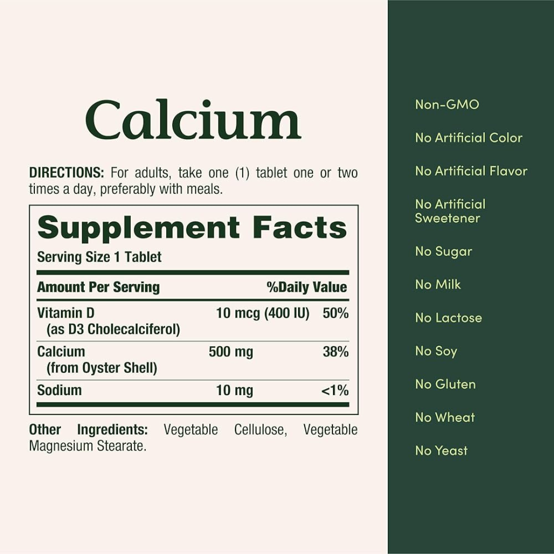 Calcium Plus Vitamin D3 Supplement – Strong Bones, Muscle & Immune Support, Non-GMO, Gluten-Free, 300 Tablets