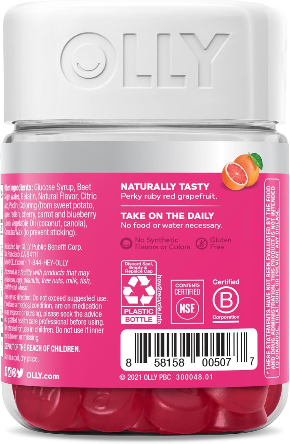 OLLY Undeniable Beauty Gummies – Biotin, Vitamin C & Keratin for Hair, Skin & Nails, 30-Day Supply, Gluten-Free Grapefruit Flavor - Ballimart