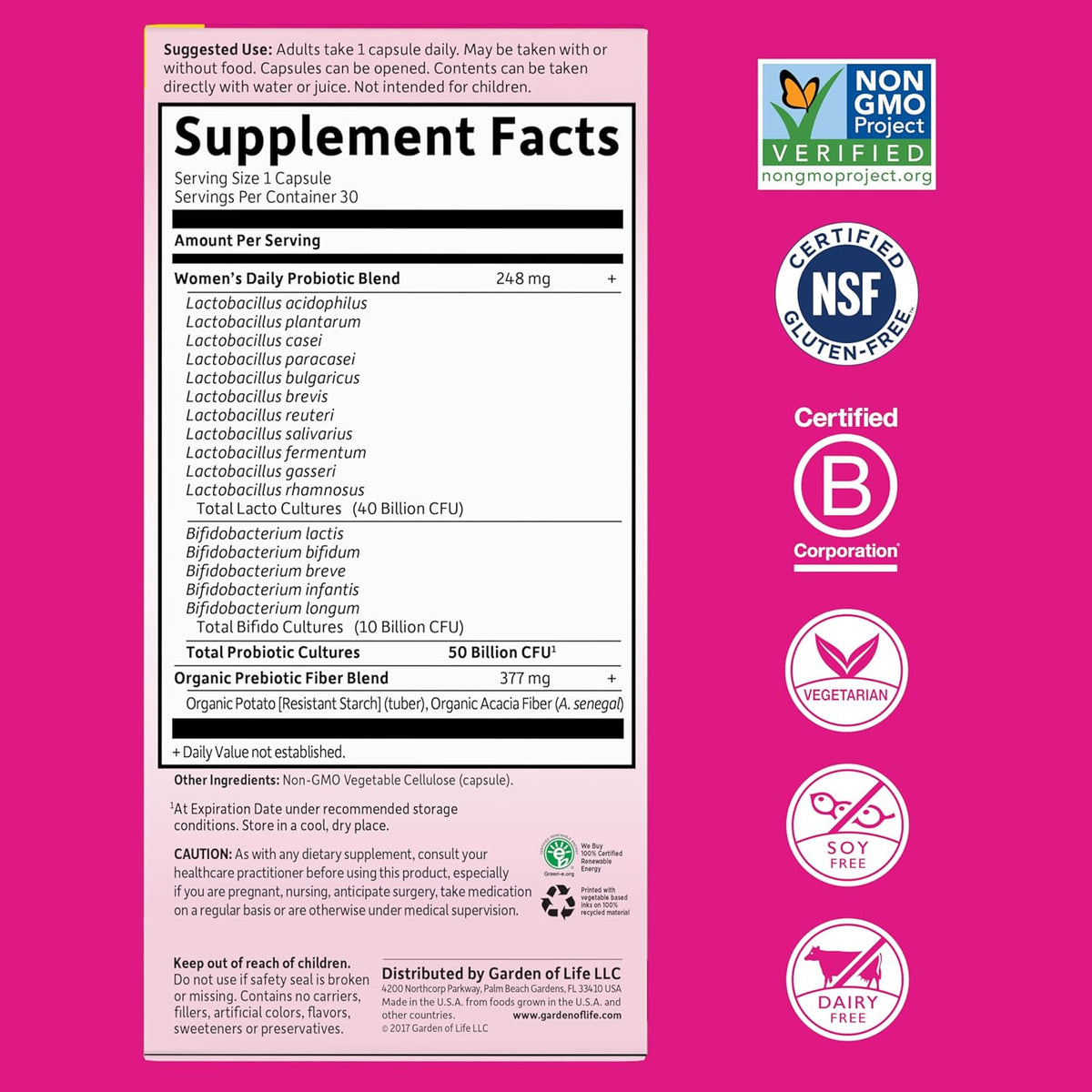 Garden of Life Women's Probiotic, 50 Billion CFU, 16 Strains