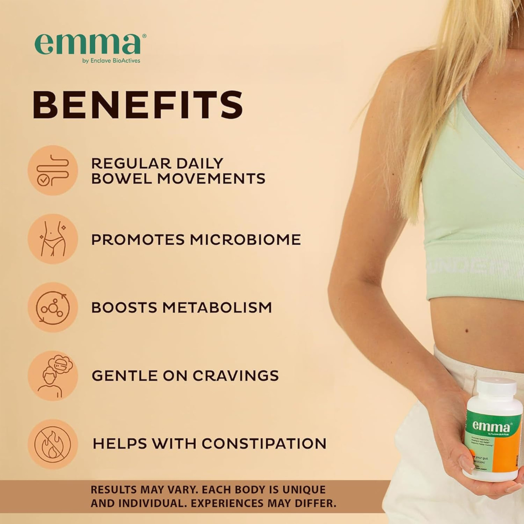 Emma Gut Health Supplement – Doctor-Approved Digestive Cleanse for Bloating, Gas & Regularity, Supports Leaky Gut Repair, Vegan Colon Cleanse Capsules (60 Count)