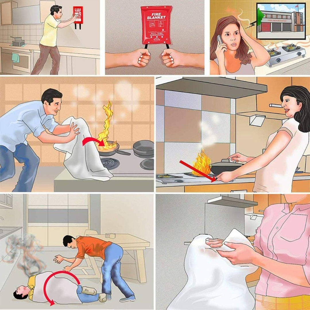 Fire Blanket for Home & Kitchen Safety – Emergency Fire Suppression Blanket for Cooking Oil & Clothing Fires – EN1869 Certified