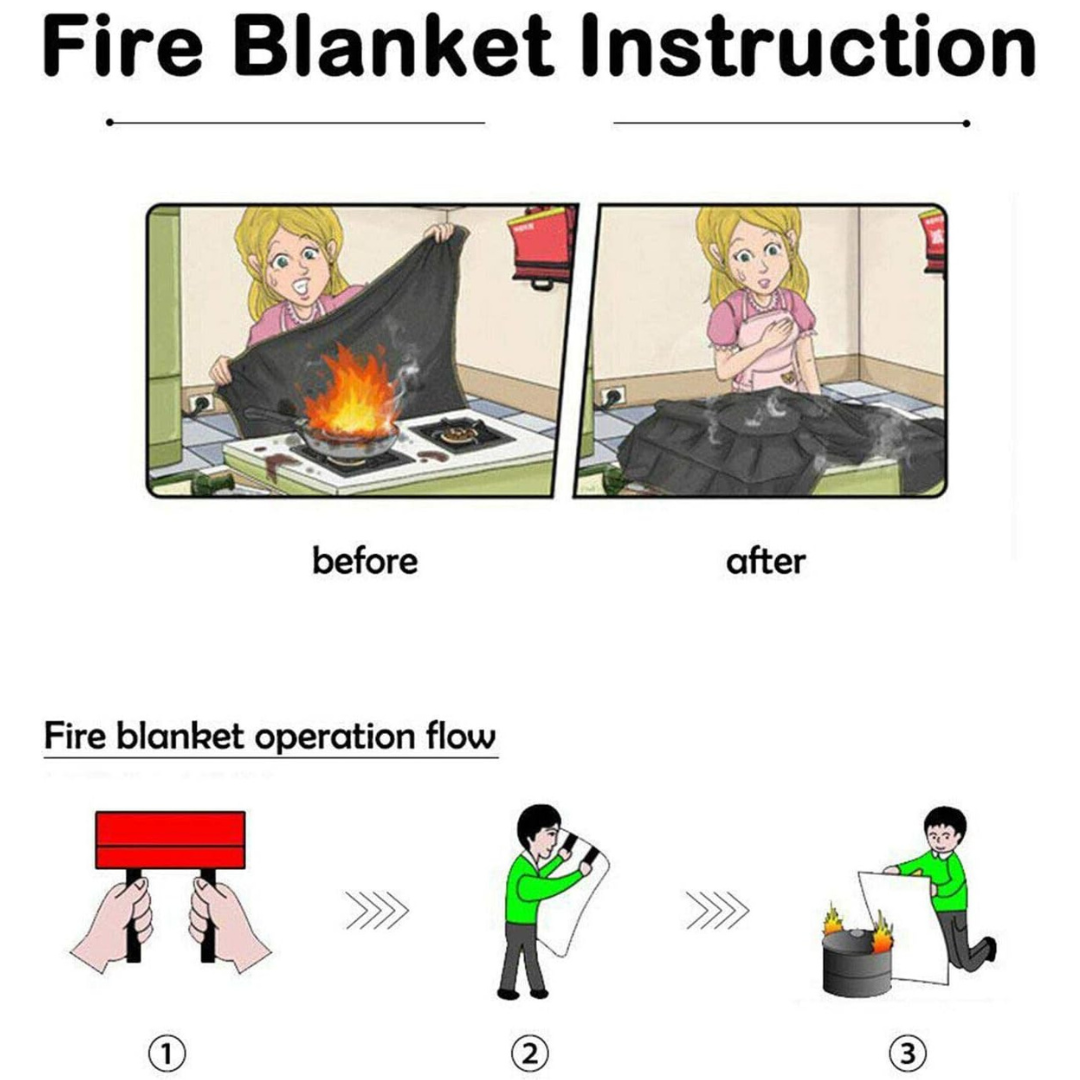 Fire Blanket for Home & Kitchen Safety – Emergency Fire Suppression Blanket for Cooking Oil & Clothing Fires – EN1869 Certified