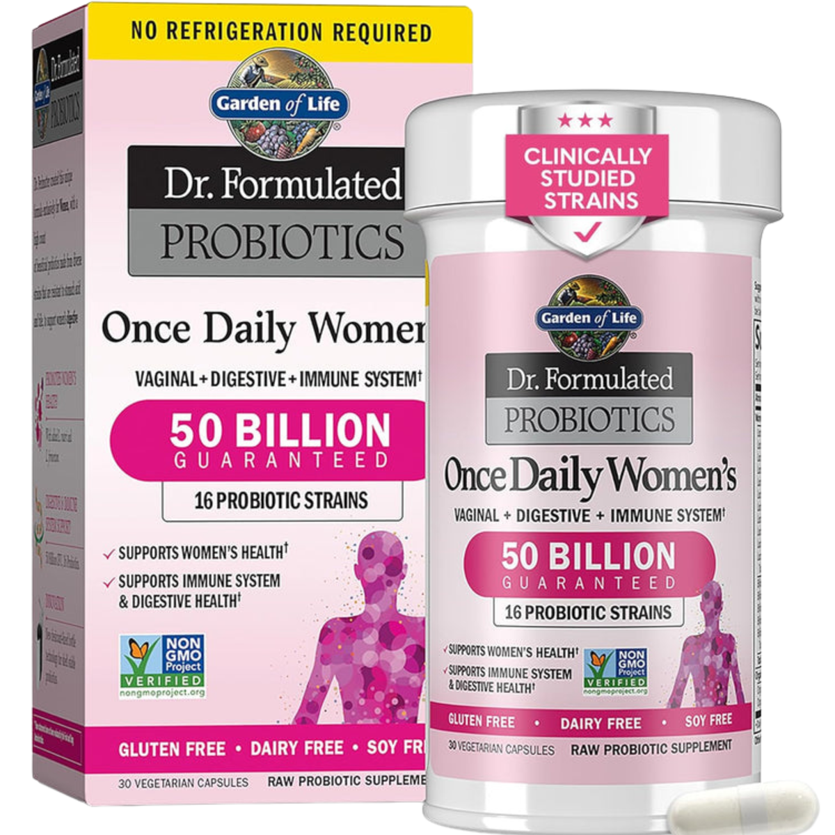 Garden of Life Dr. Formulated Probiotics Once Daily Women's supplement packaging.