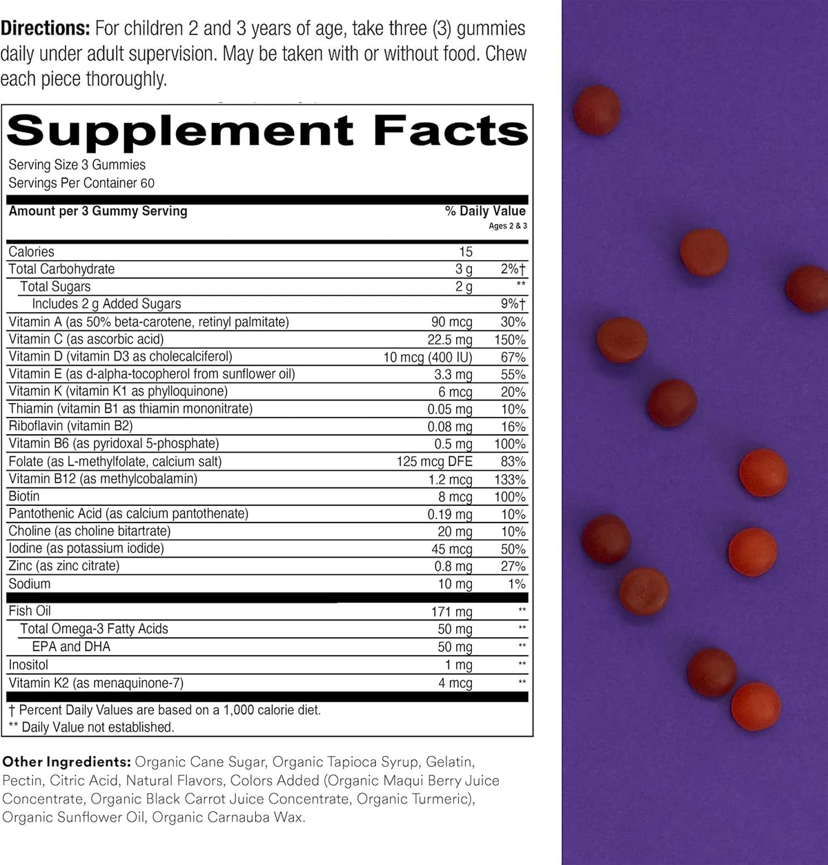 SmartyPants Toddler Multivitamin Gummies, Omega-3 & D3, 180 Ct