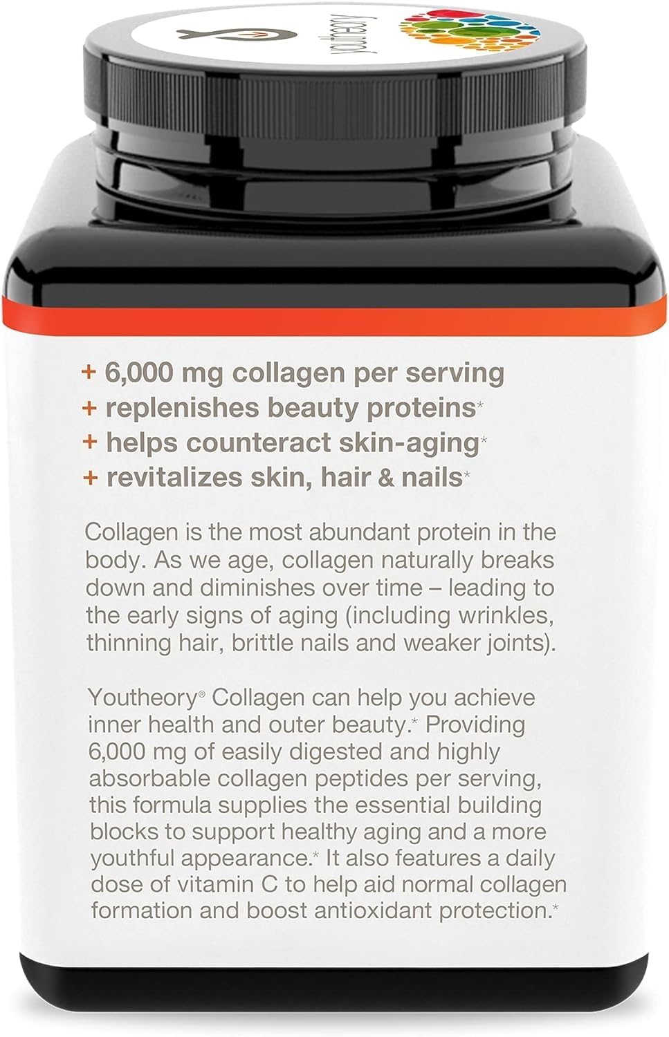 Youtheory Advanced Collagen with Vitamin C, 6000mg, Gluten-Free, 290 Tablets