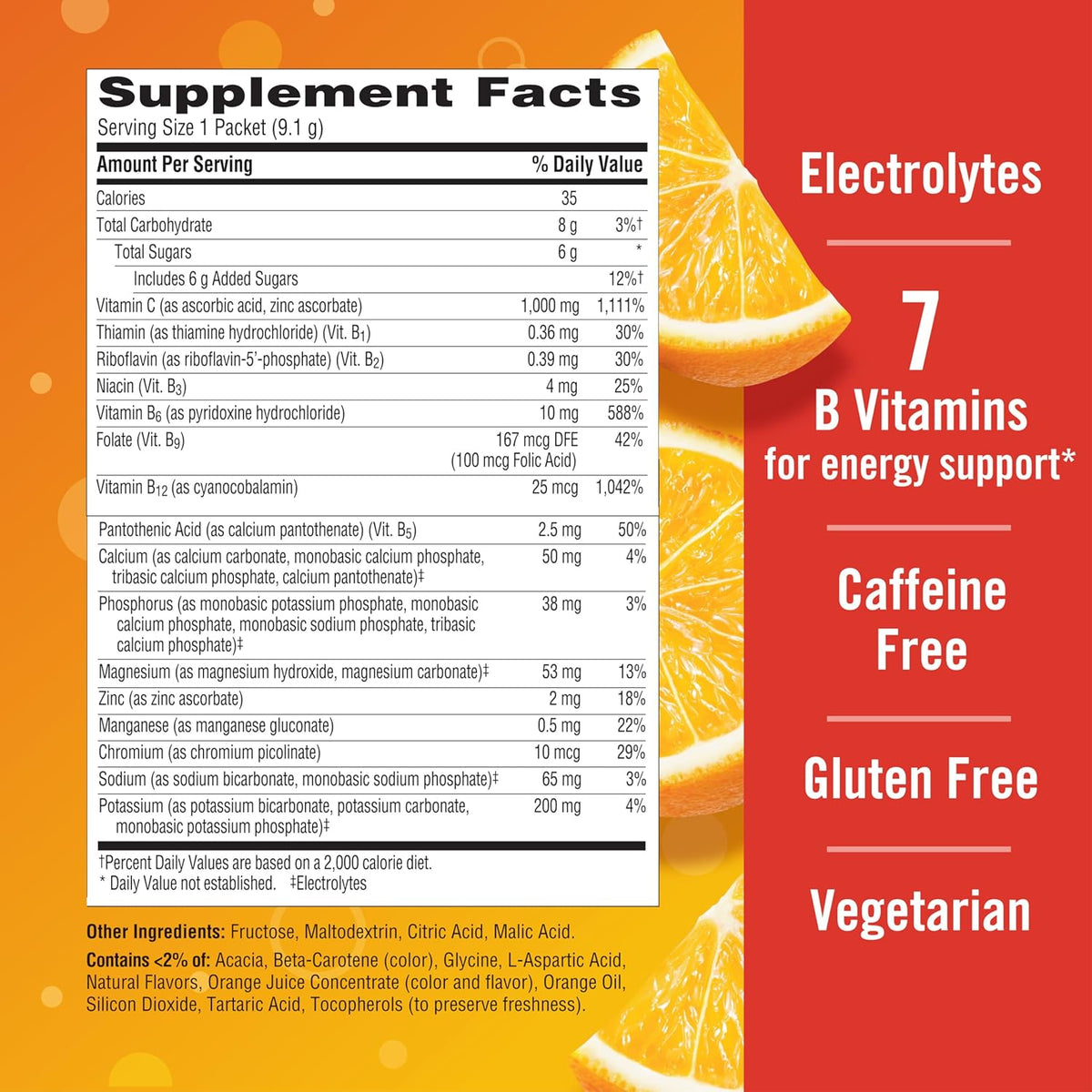 Emergen-C 1000mg Vitamin C Powder, Caffeine-Free, Super Orange, 30 Ct