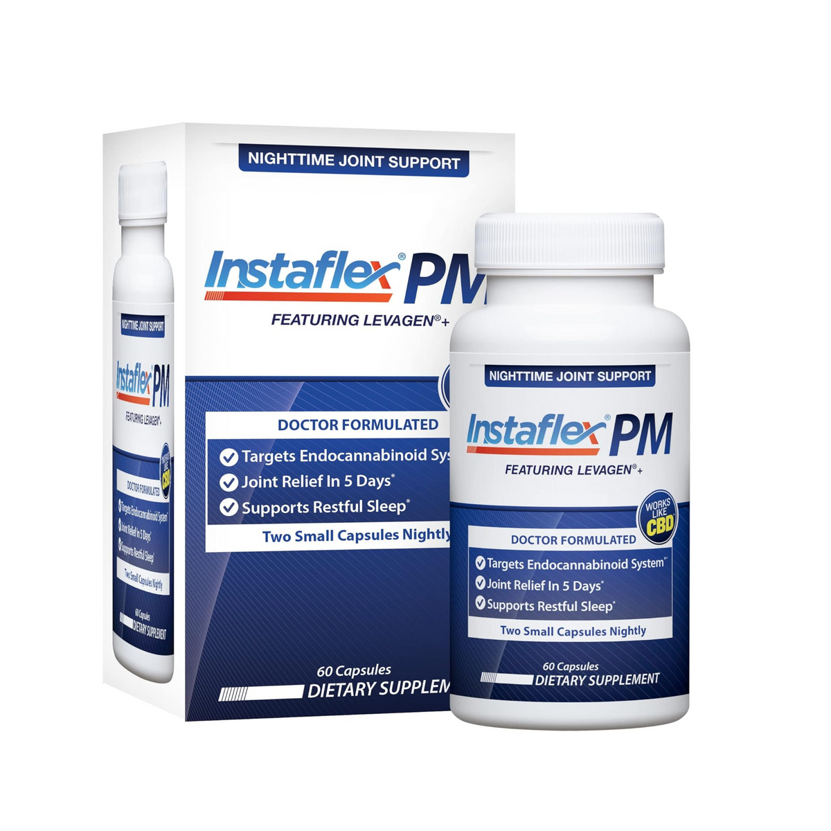Instaflex PM Nighttime Joint Support with Levagen, Tamaflex, GABA & Ashwagandha – Mobility & Sleep Aid – 60 Vegan Capsules