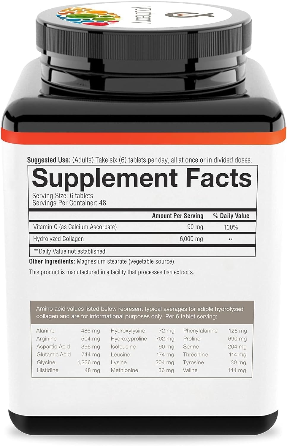 Youtheory Advanced Collagen with Vitamin C, 6000mg, Gluten-Free, 290 Tablets