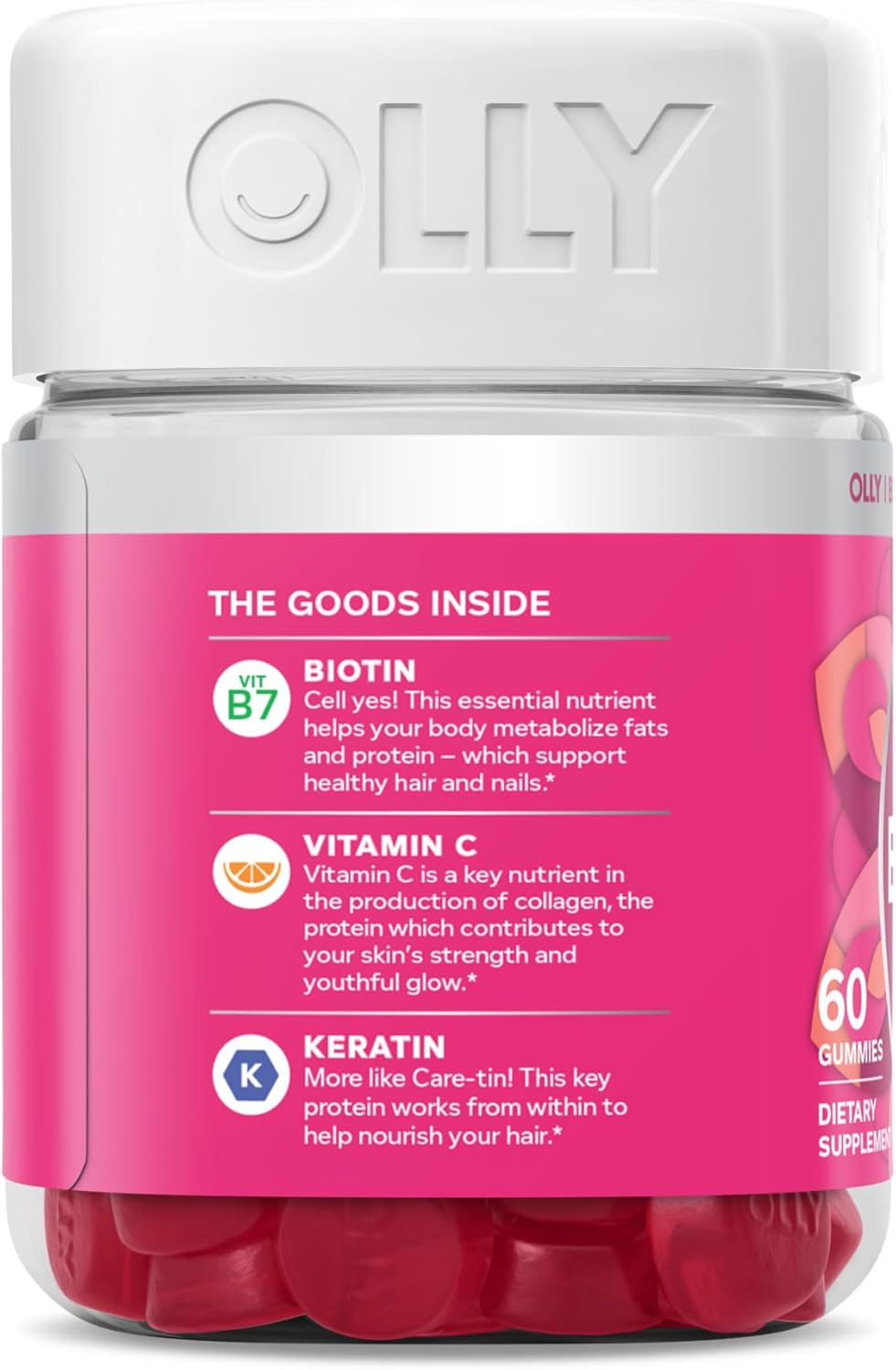 OLLY Undeniable Beauty Gummies – Biotin, Vitamin C & Keratin for Hair, Skin & Nails, 30-Day Supply, Gluten-Free Grapefruit Flavor - Ballimart