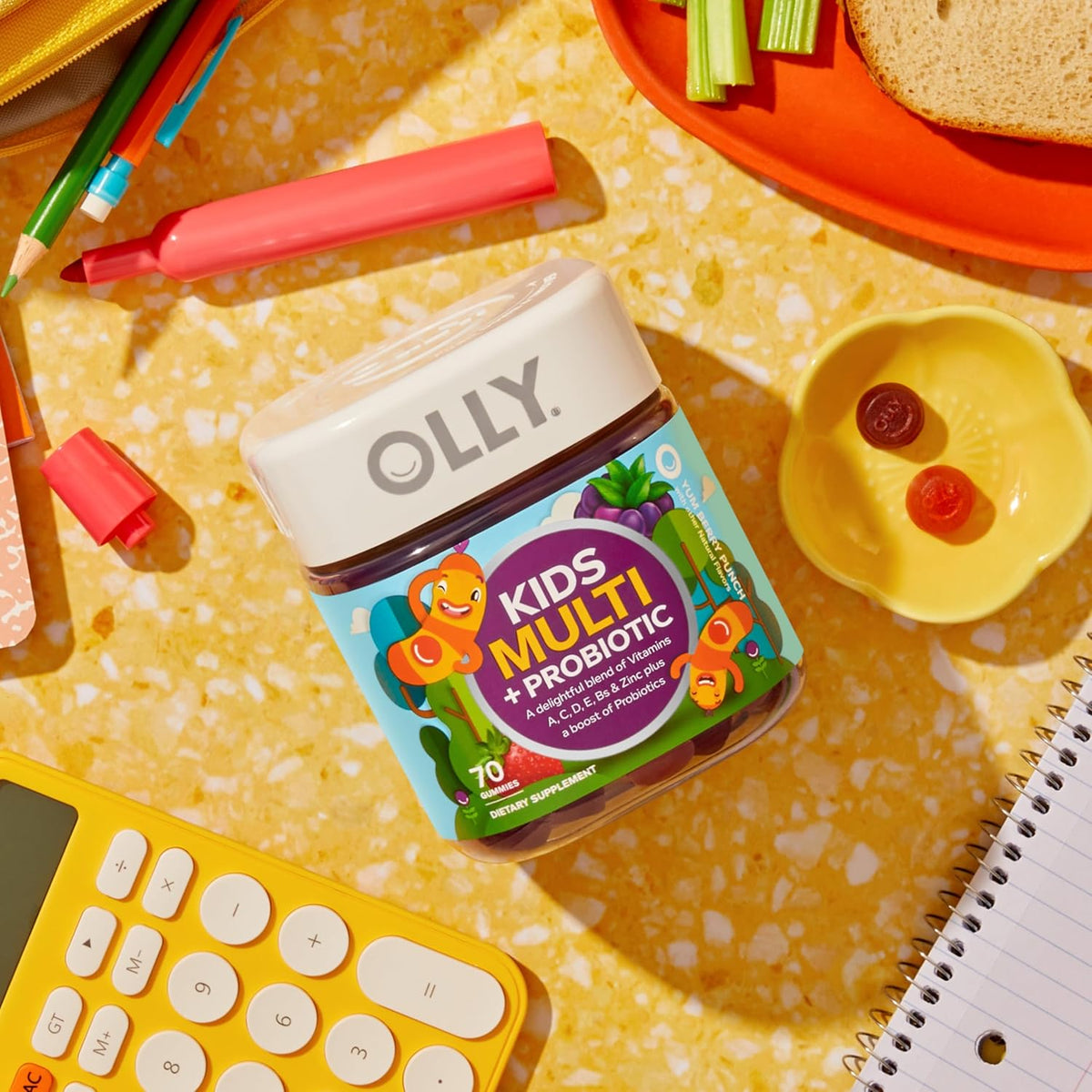 OLLY Kids Multivitamin & Probiotic Gummies, Berry, 70 Ct