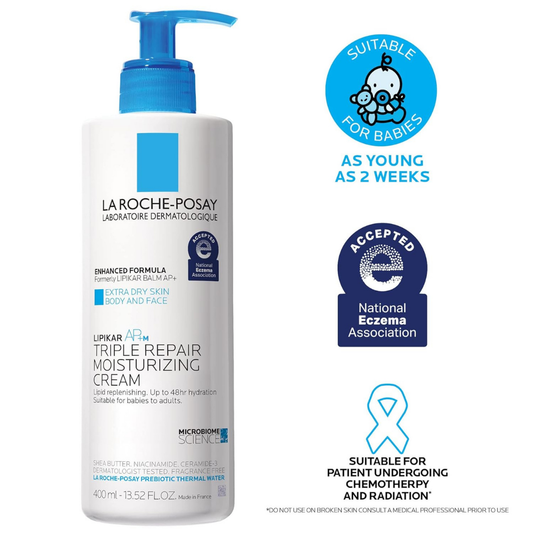 La Roche-Posay Lipikar AP+ Triple Repair Moisturizing Cream 13.52 fl oz – Face & Body Lotion for Dry, Sensitive & Eczema-Prone Skin with Shea Butter & Niacinamide