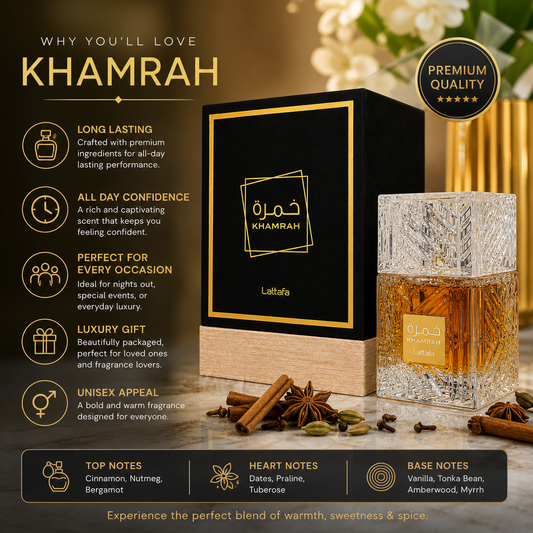 Lattafa Khamrah Eau de Parfum Unisex 100ml | Long Lasting Luxury Fragrance