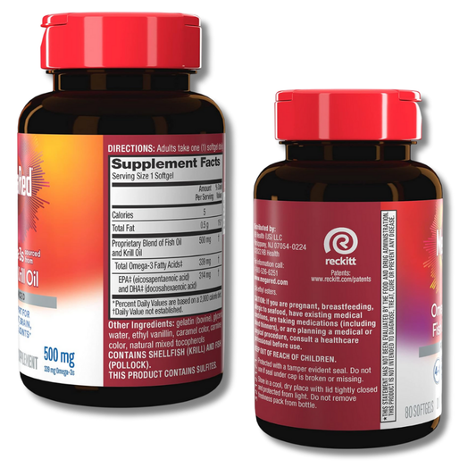 MegaRed Advanced 4-in-1 Omega-3 Supplement – Concentrated Fish Oil & Antarctic Krill Oil for Heart, Brain, Joint & Eye Health (80 Softgels)