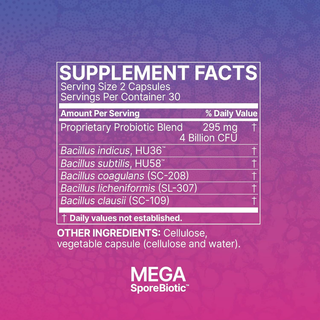 Microbiome Labs MegaSporeBiotic Probiotic – Spore-Based Gut Health & Digestive Support Supplement – Shelf-Stable, Travel-Friendly – 60 Capsules