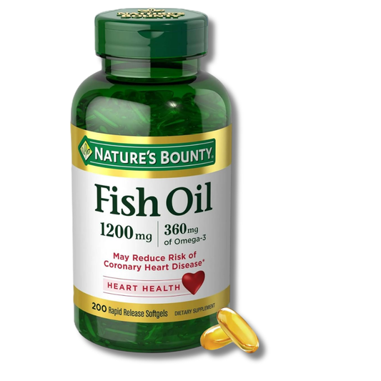 Nature’s Bounty Fish Oil 1200 mg Omega-3 Supplement – 360 mg EPA & DHA – Heart Health Support – 200 Rapid Release Softgels, Gluten Free