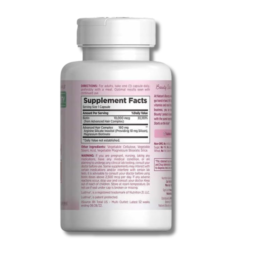 Nature's Bounty Hair Growth Supplement, 1 Per Day, Clinically Shown to Support Thicker, Fuller Hair, with Biotin, Silicon & Arginine, 90 Capsules