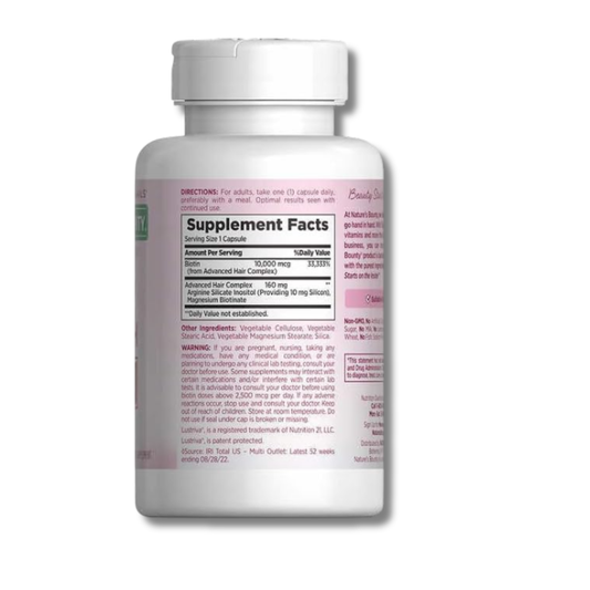 Nature's Bounty Hair Growth Supplement, 1 Per Day, Clinically Shown to Support Thicker, Fuller Hair, with Biotin, Silicon & Arginine, 90 Capsules