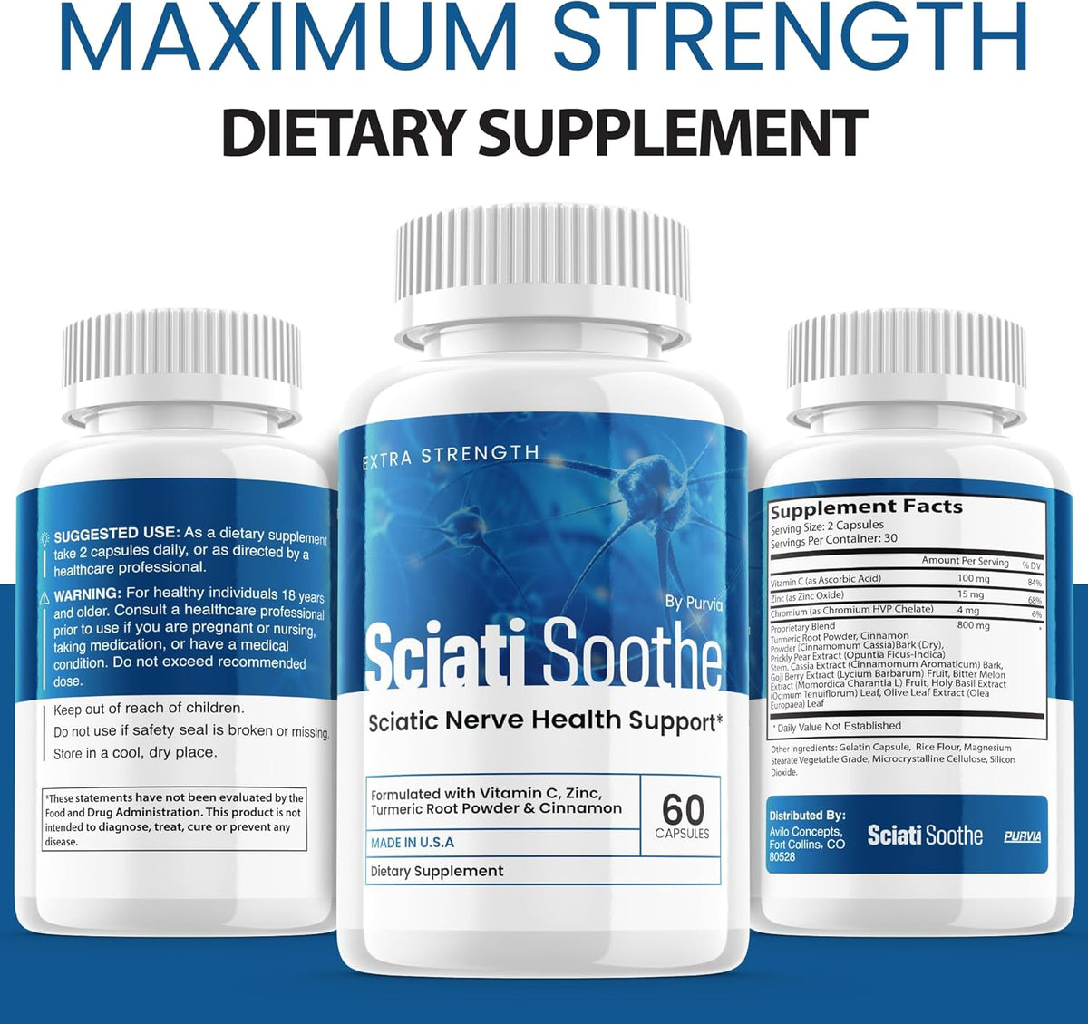 Sciatisoothe Supplement for Sciatica, 120 Capsules, 2-Pack