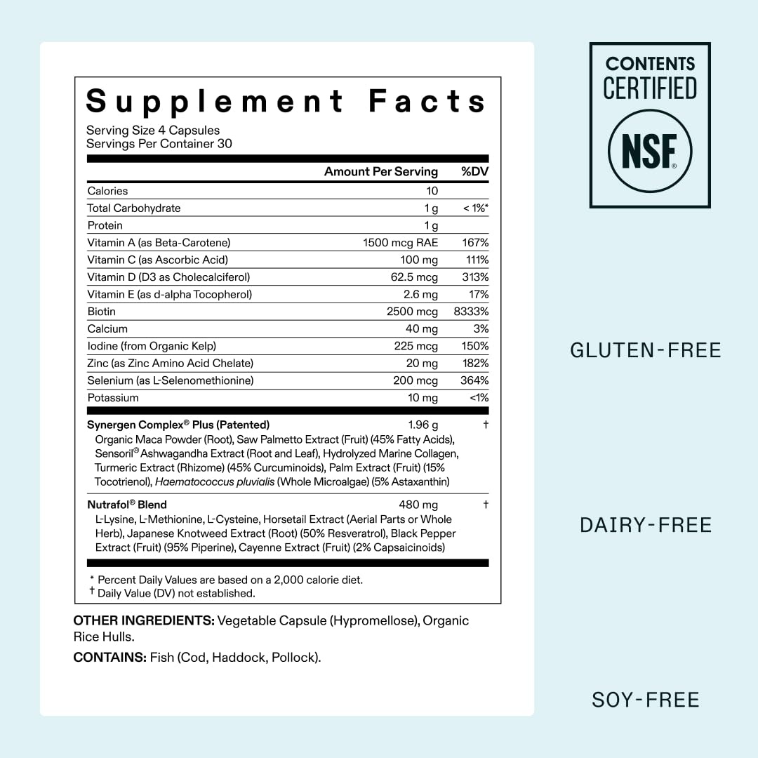Nutrafol Women 45+ Hair Growth Supplement – Clinically Proven Thicker Hair & Scalp Coverage | 1-Month Supply