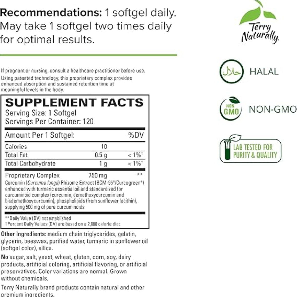 Terry Naturally CuraMed 750 mg Curcumin Complex - 120 Softgels - Ballimart