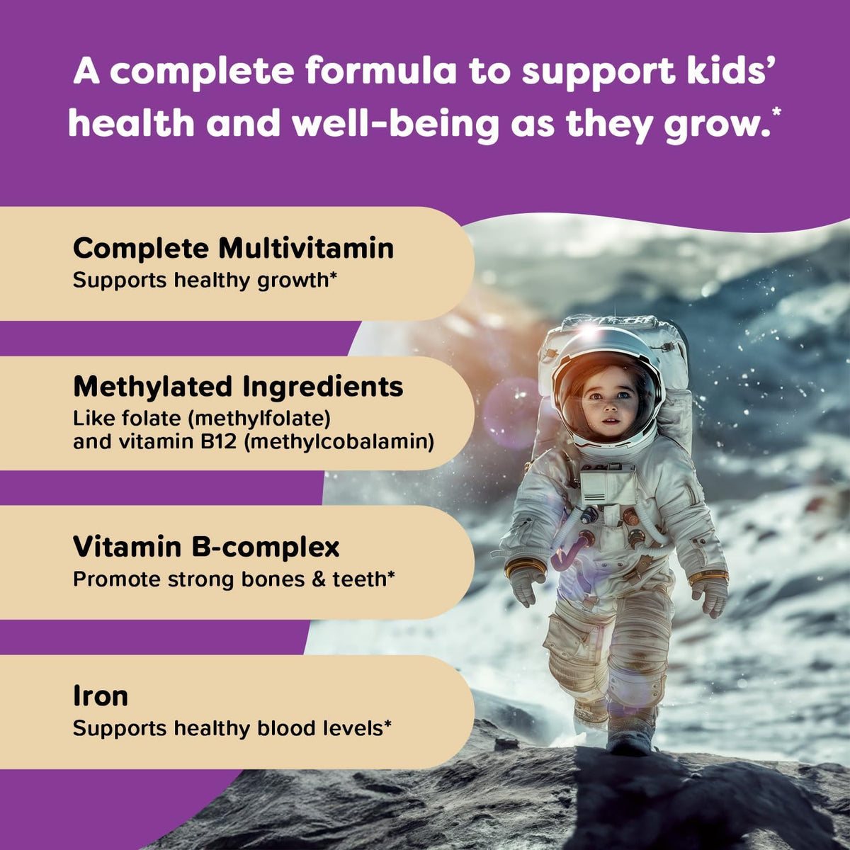Renzo's Picky Eater Kids Multivitamin, Iron, D3 & K2, 60 Tabs