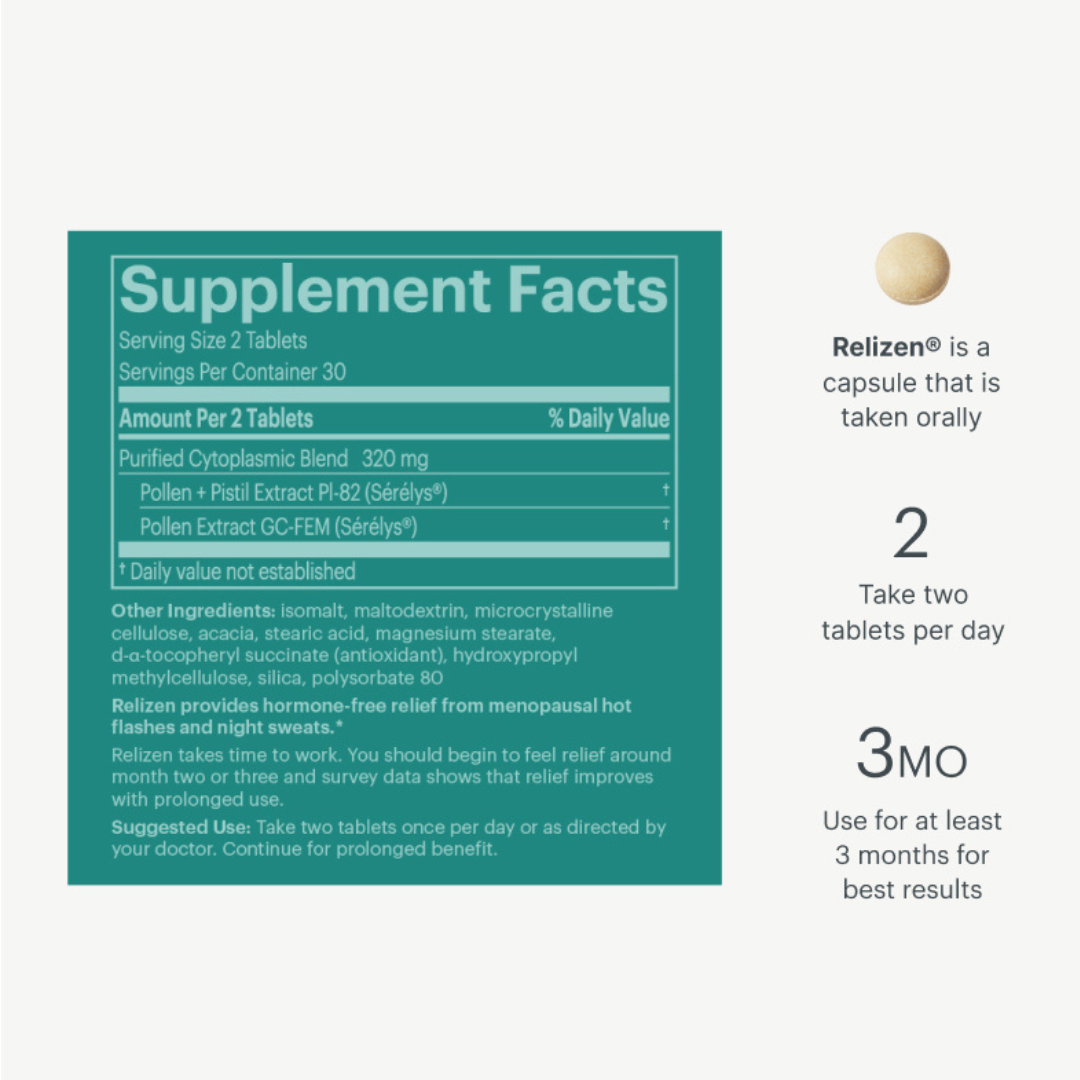Relizen by Bonafide – Hormone-Free Menopause Support for Hot Flashes, Night Sweats & Better Sleep (Daily Tablets) 180 Tablets
