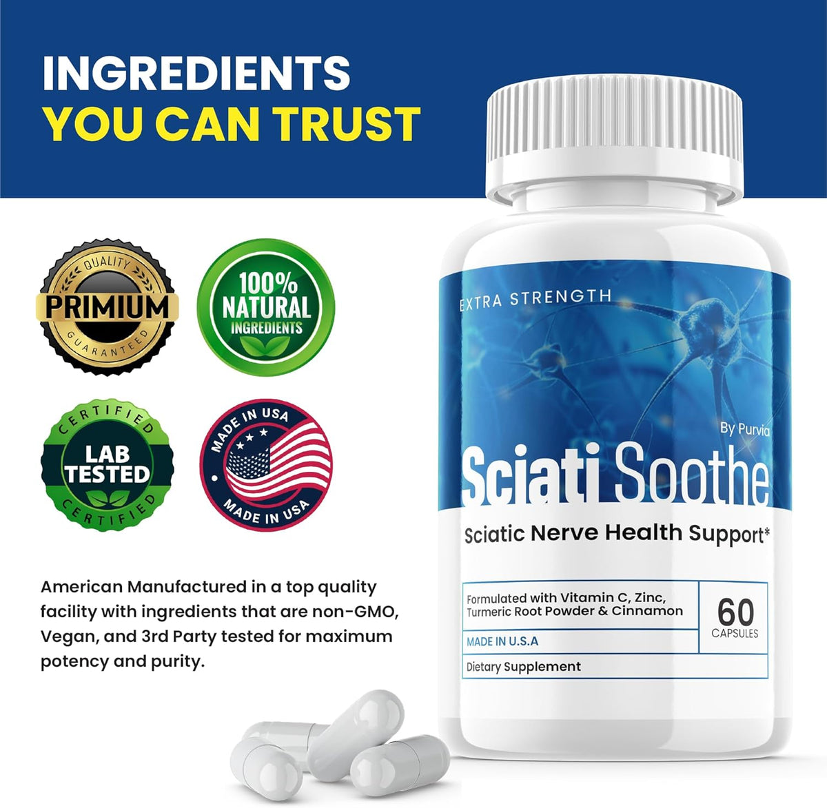 Sciatisoothe Supplement for Sciatica, 120 Capsules, 2-Pack