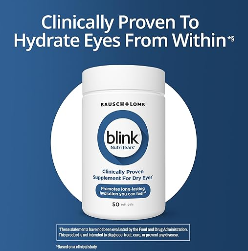Blink NutriTears Clinically Proven Dry Eye Supplement, 50 Softgels