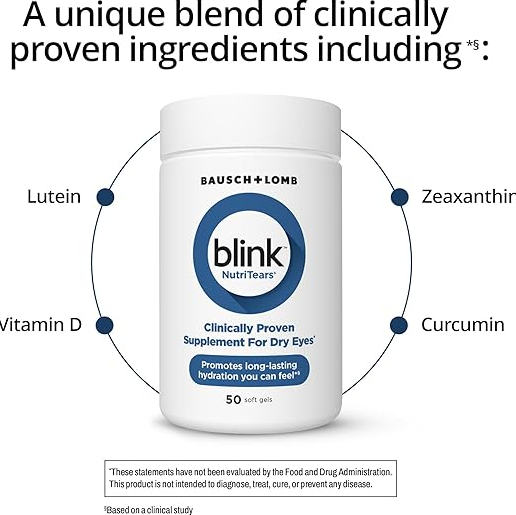 Blink NutriTears Clinically Proven Dry Eye Supplement, 50 Softgels