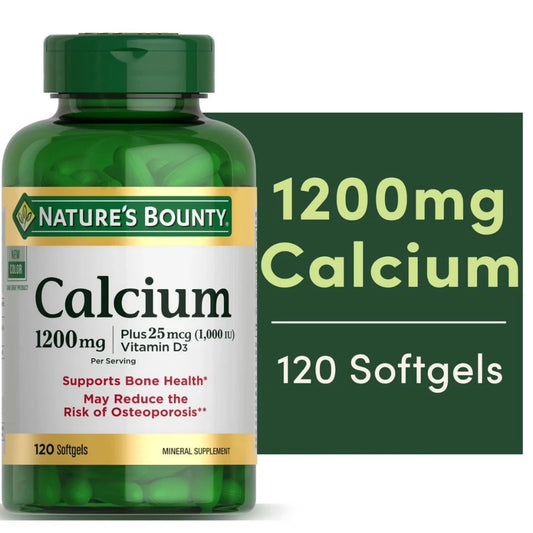 Calcium 1200mg + Vitamin D3 1000 IU (25mcg) – 120 Softgels Bone Health Supplement