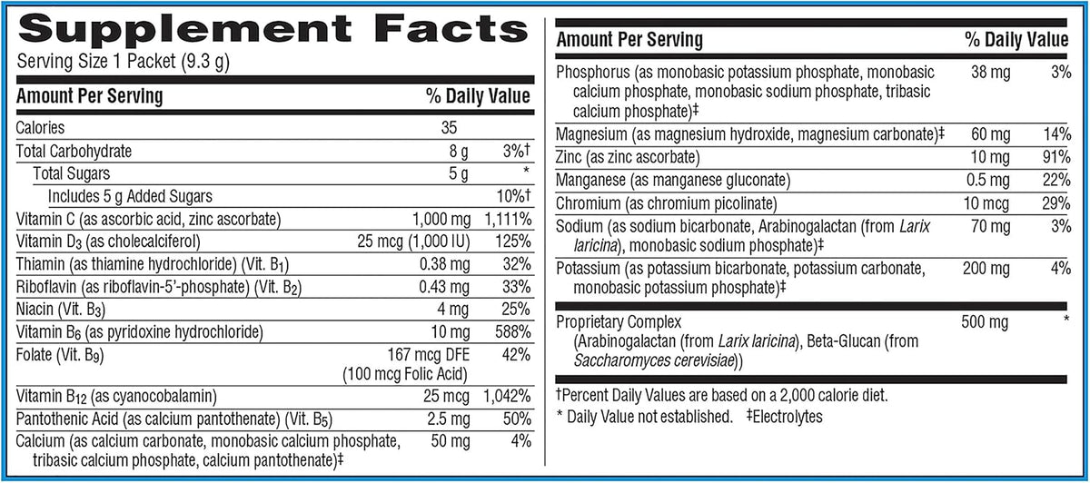 Emergen-C Immune+ Triple Action Powder, 1000mg Vitamin C, 50 Ct
